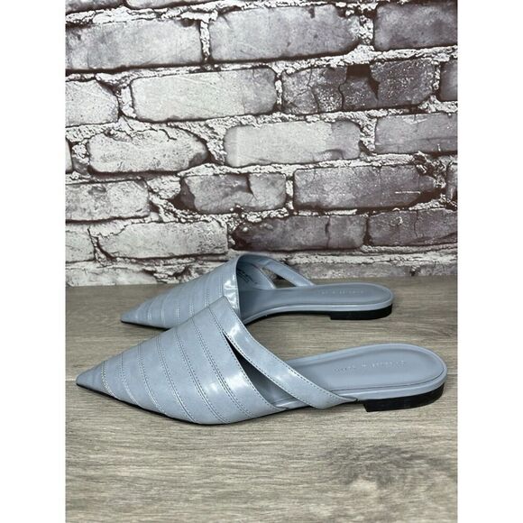 Charles Keith Blue Leather Pointed Toe Flats Mules Shoes Women Sz 38EU/7.5M US - Picture 12 of 16